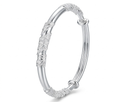 Elegant Floral Leaf Engraved Sterling Silver Bangle