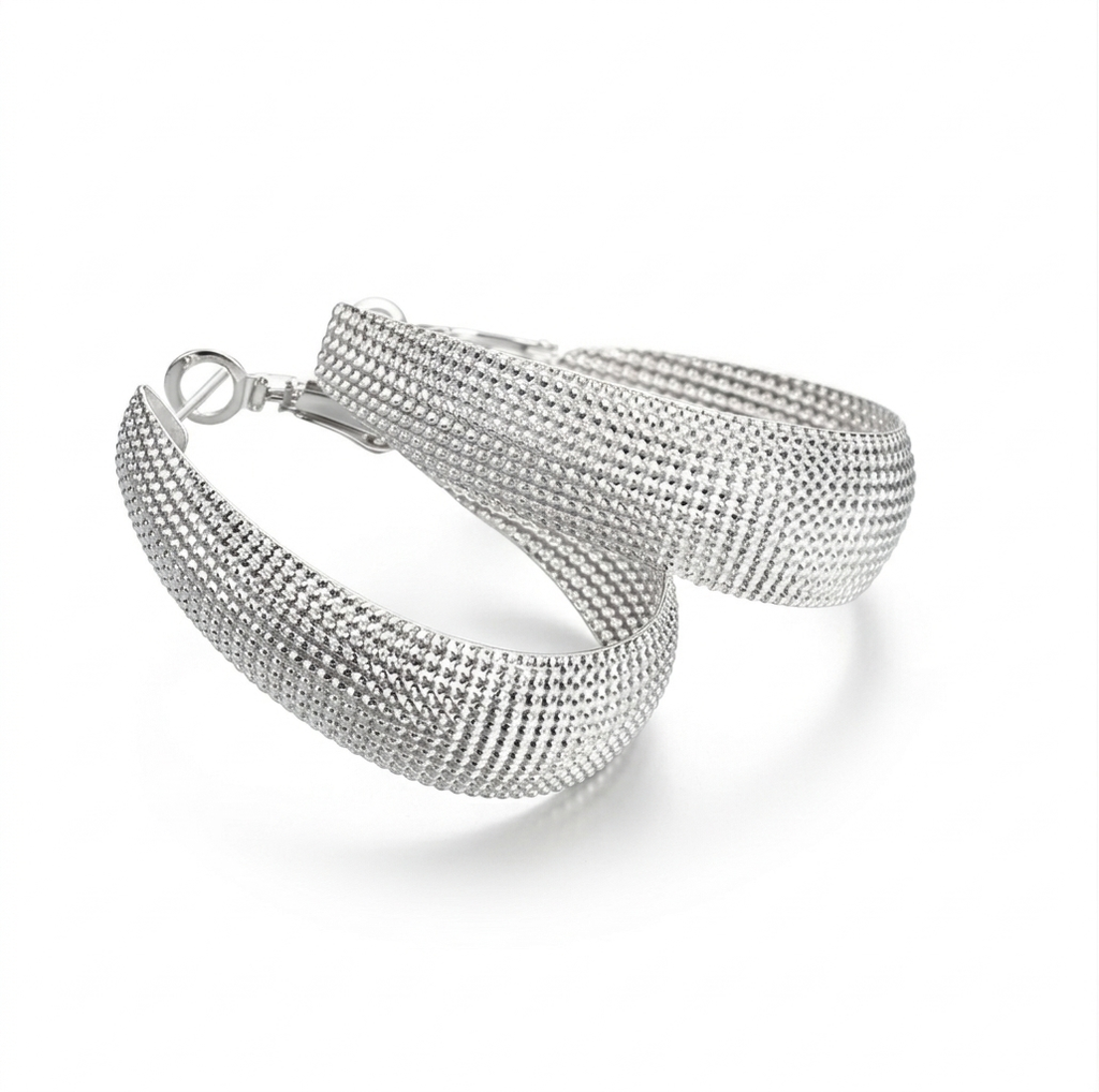 Luxury 925 Sterling Silver Textured Hoop Earrings