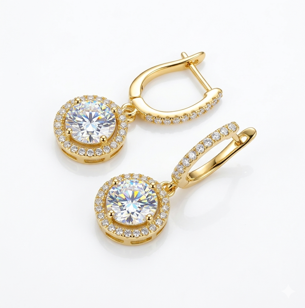 Luxury 1CT Moissanite Drop Earrings | 14K Gold Finish D-Color Sparkle