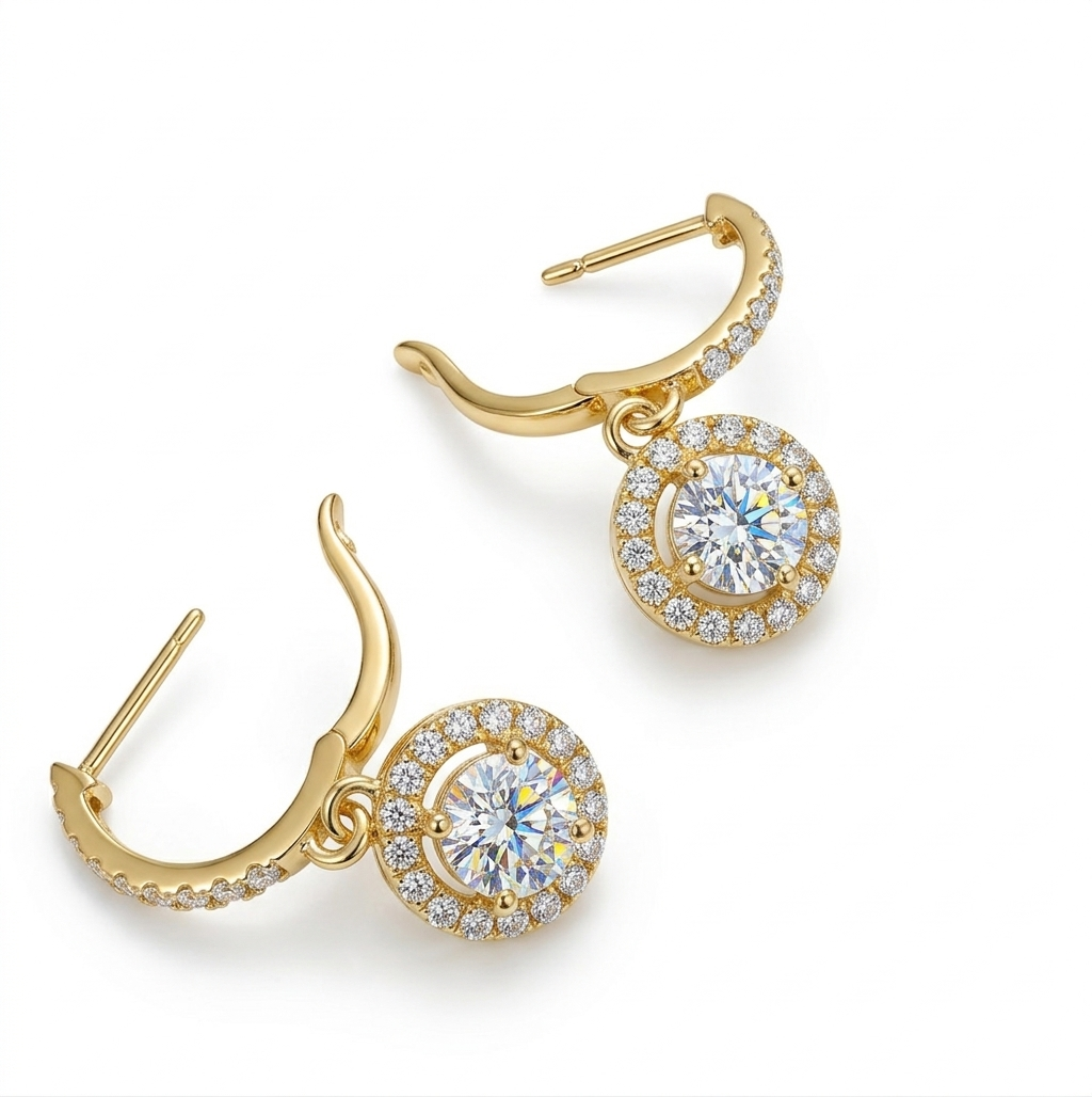 Luxury 1CT Moissanite Drop Earrings | 14K Gold Finish D-Color Sparkle