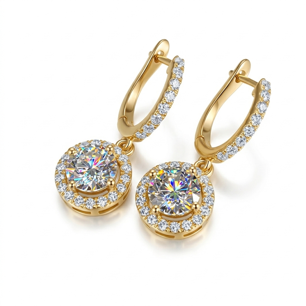 Luxury 1CT Moissanite Drop Earrings | 14K Gold Finish D-Color Sparkle