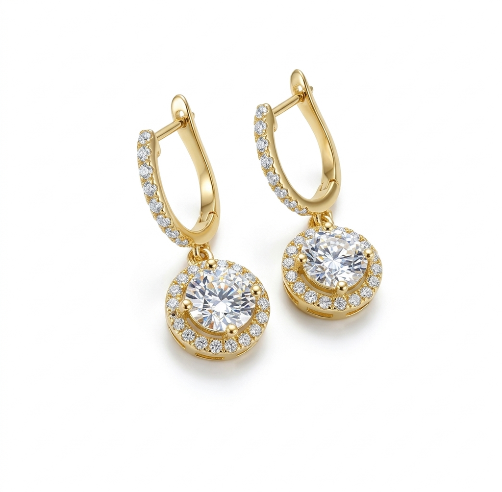 Luxury 1CT Moissanite Drop Earrings | 14K Gold Finish D-Color Sparkle