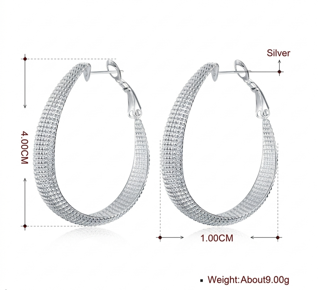 Luxury 925 Sterling Silver Textured Hoop Earrings