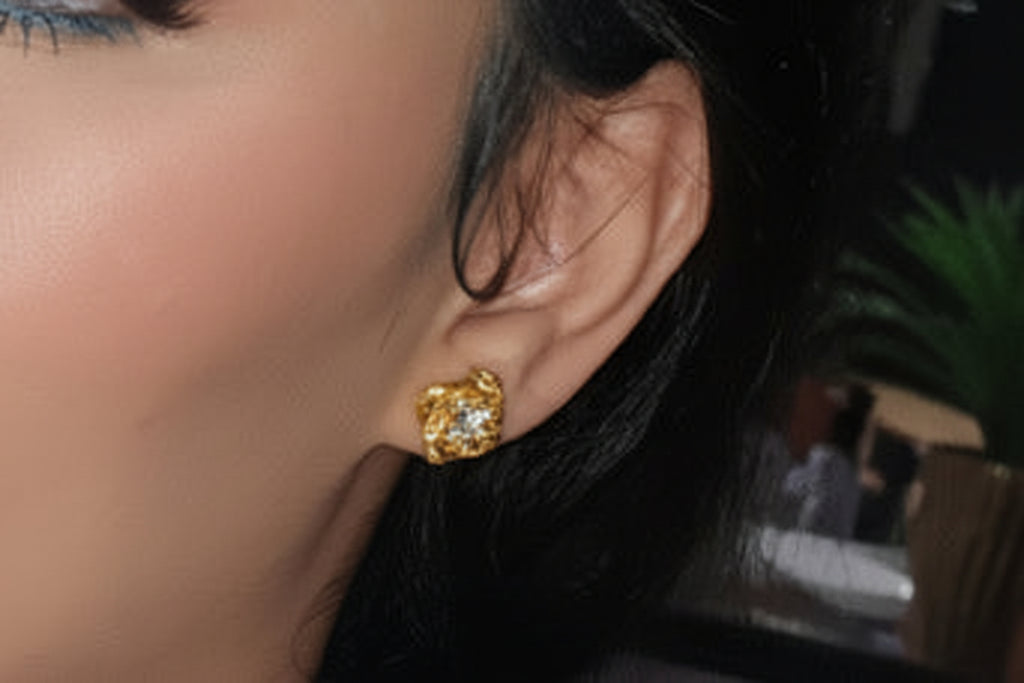 18K Rose Flower Knot Stud Earrings