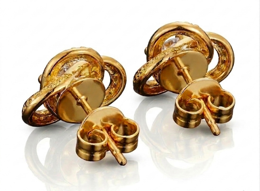 18K Rose Flower Knot Stud Earrings