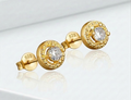 18K Gold Halo Diamond Stud Earrings